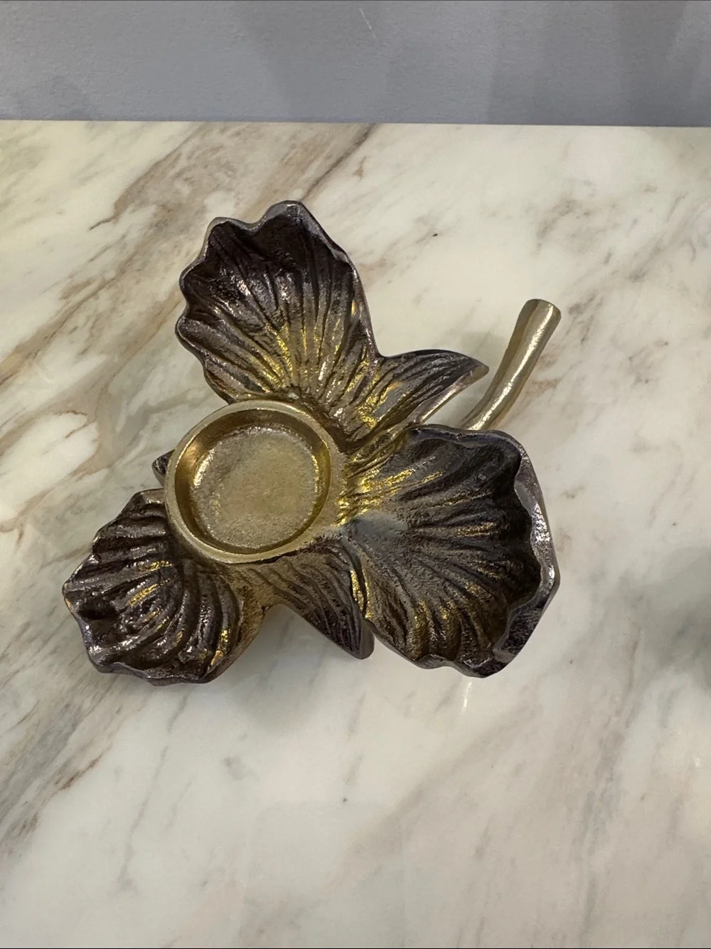Diamond ValeFloral- Orchid Metal Candle Holders in Dark Bronze with Gold Accents